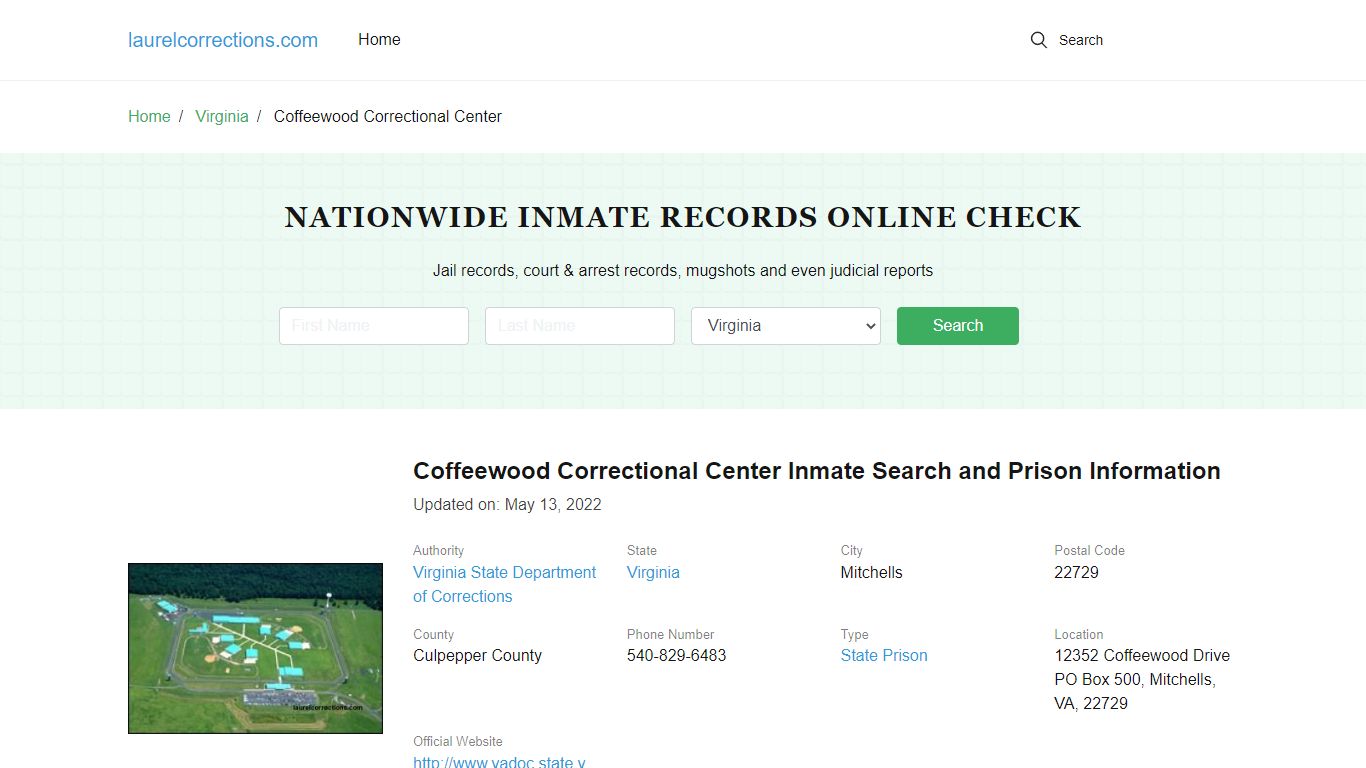Coffeewood Correctional Center Inmate Search, Visitation, Phone no ...